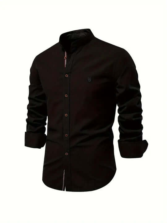 Collarless Muscle Fit Button Up