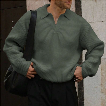 Men's Knitted Collared Sweater