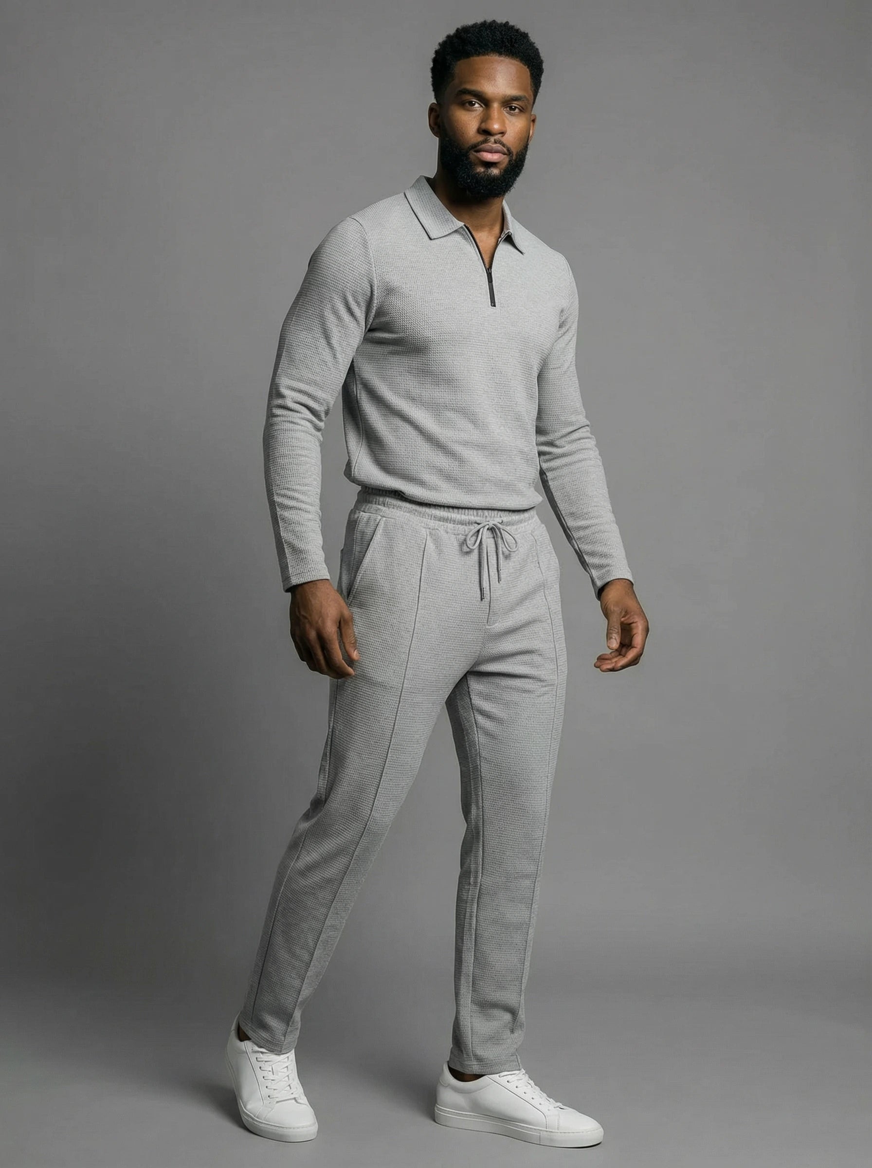 Textured Comfort Polo Set