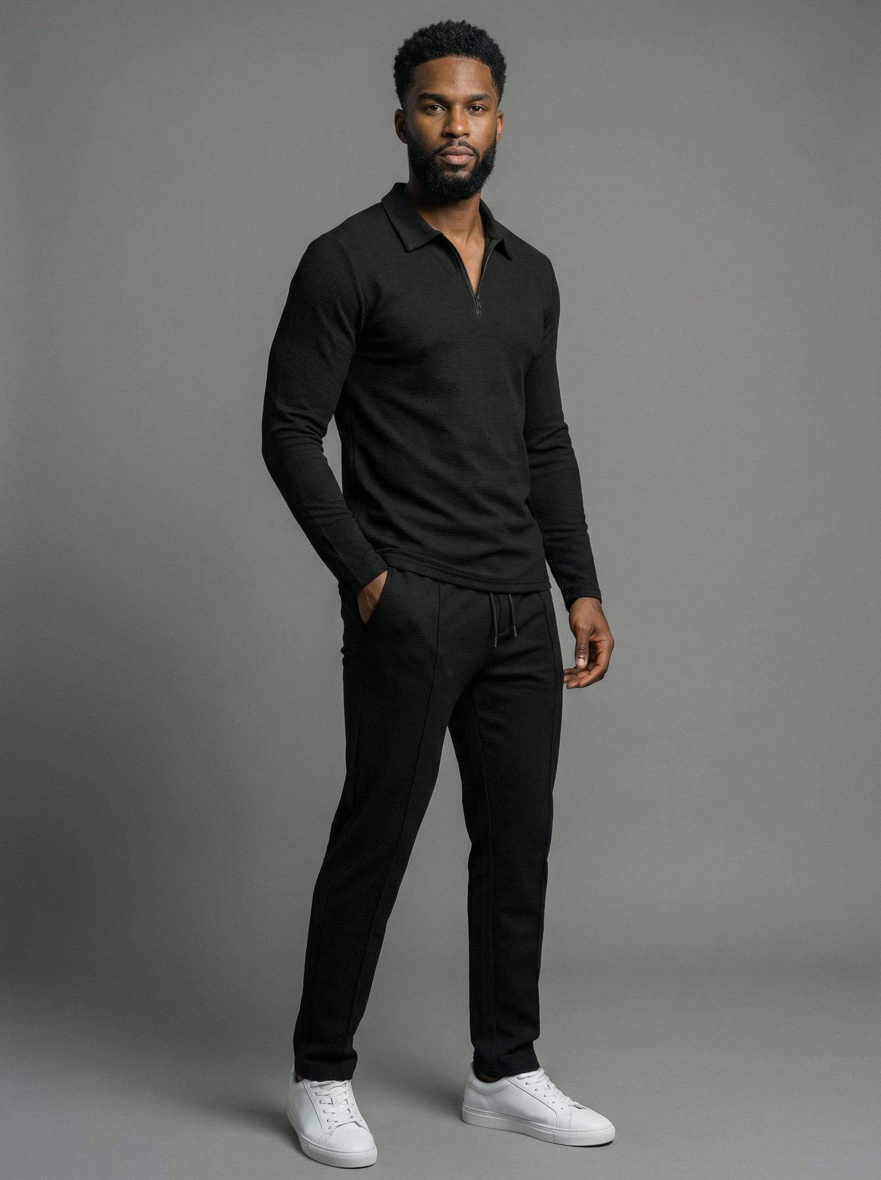 Textured Comfort Polo Set