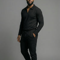 Textured Comfort Polo Set