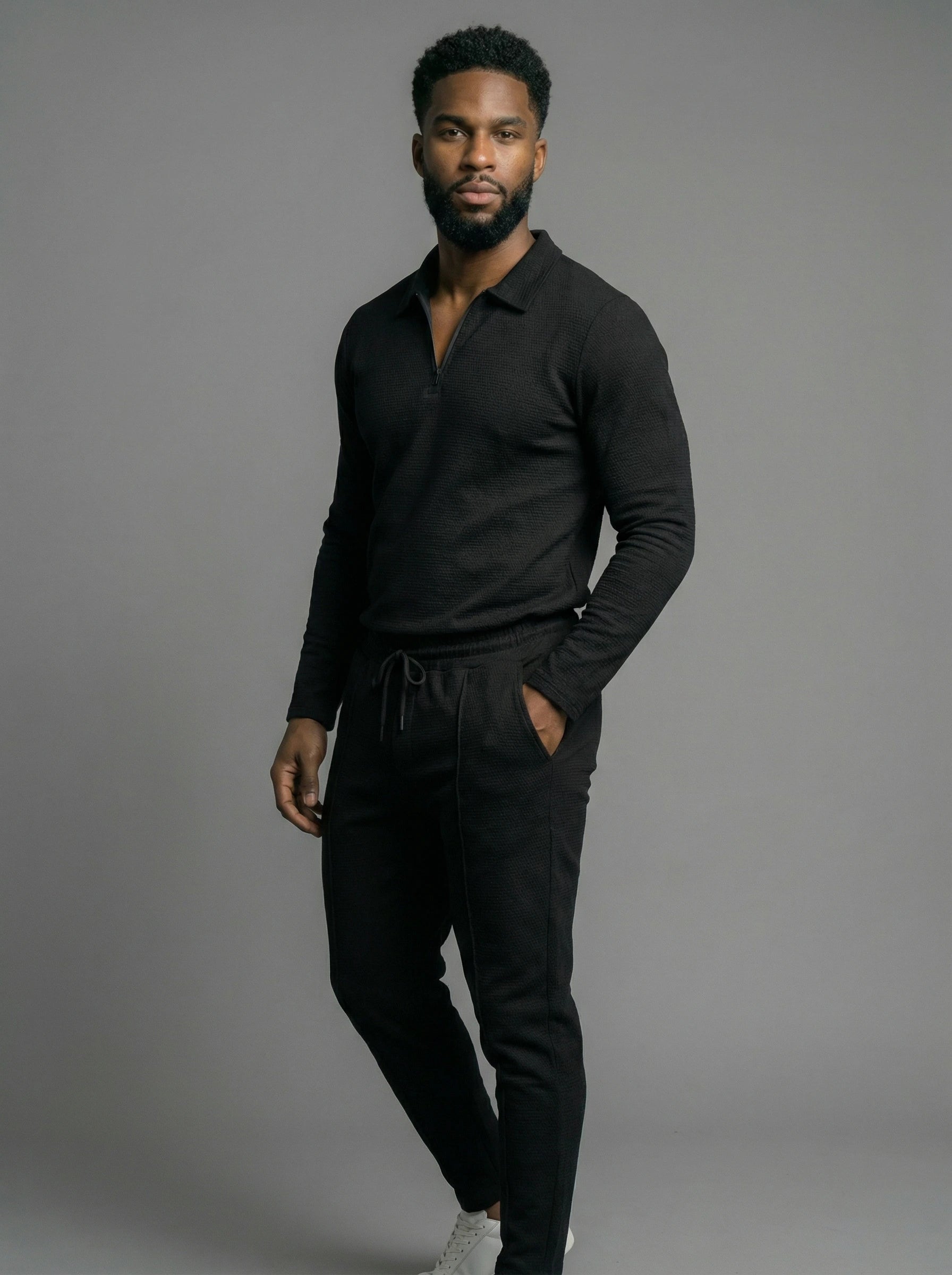 Textured Comfort Polo Set