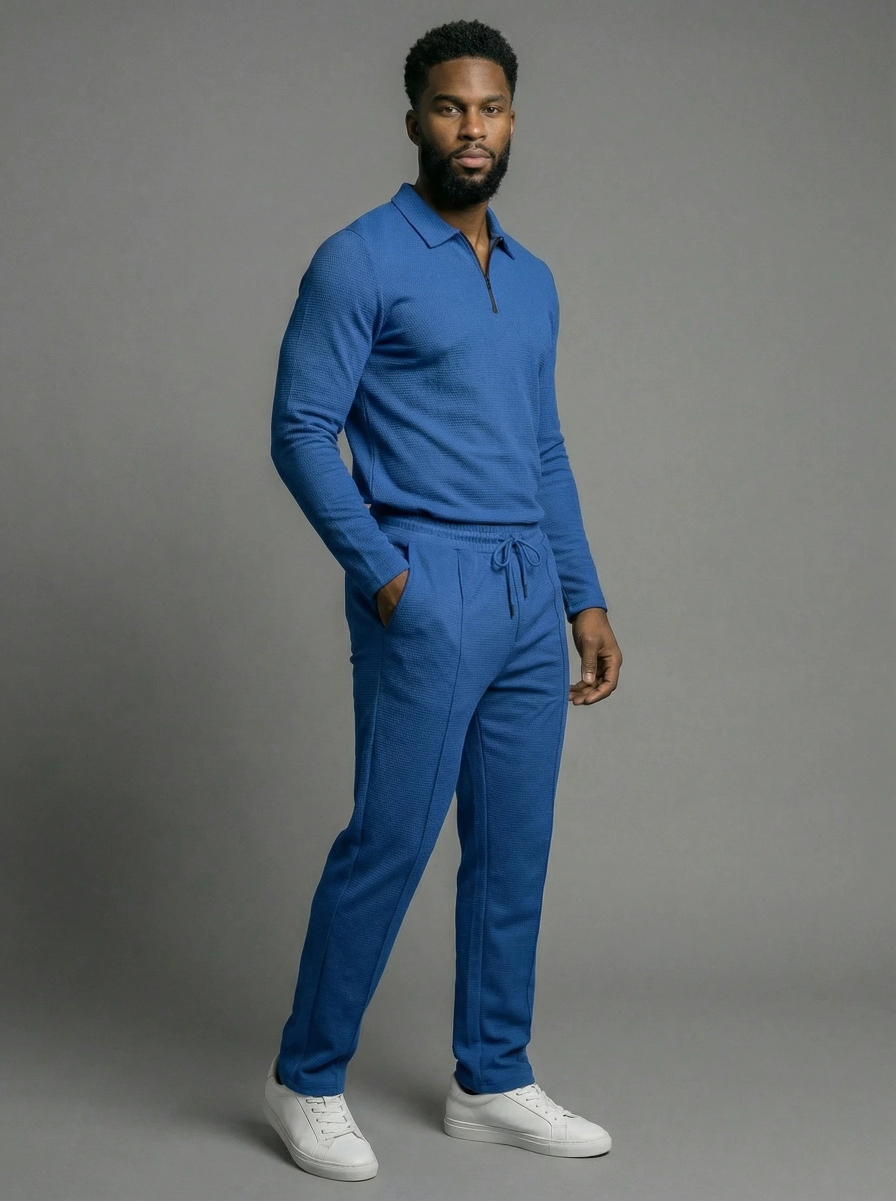 Textured Comfort Polo Set