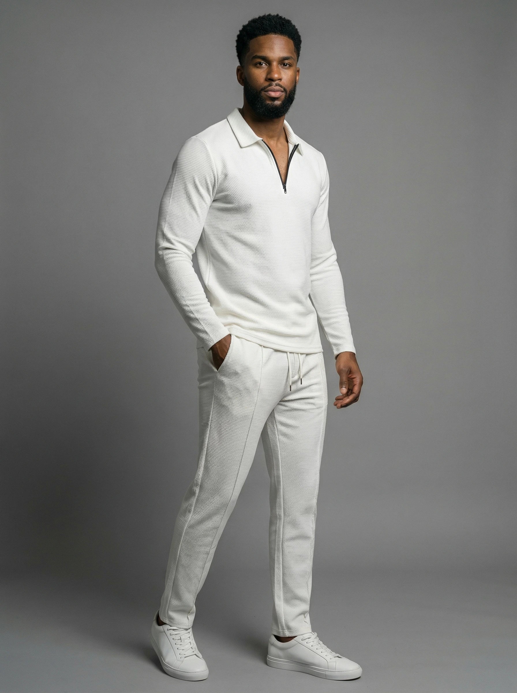 Textured Comfort Polo Set
