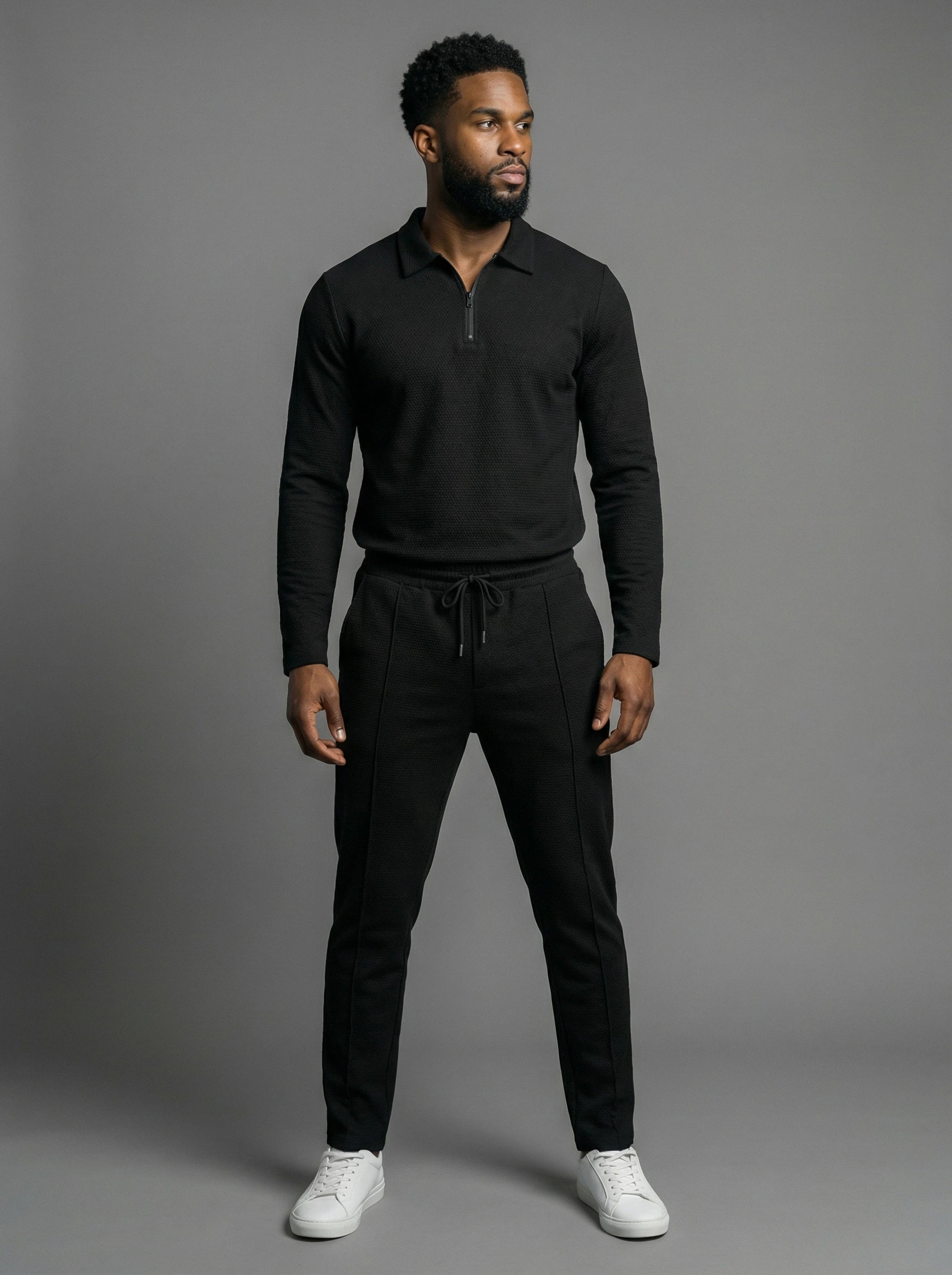 Textured Comfort Polo Set