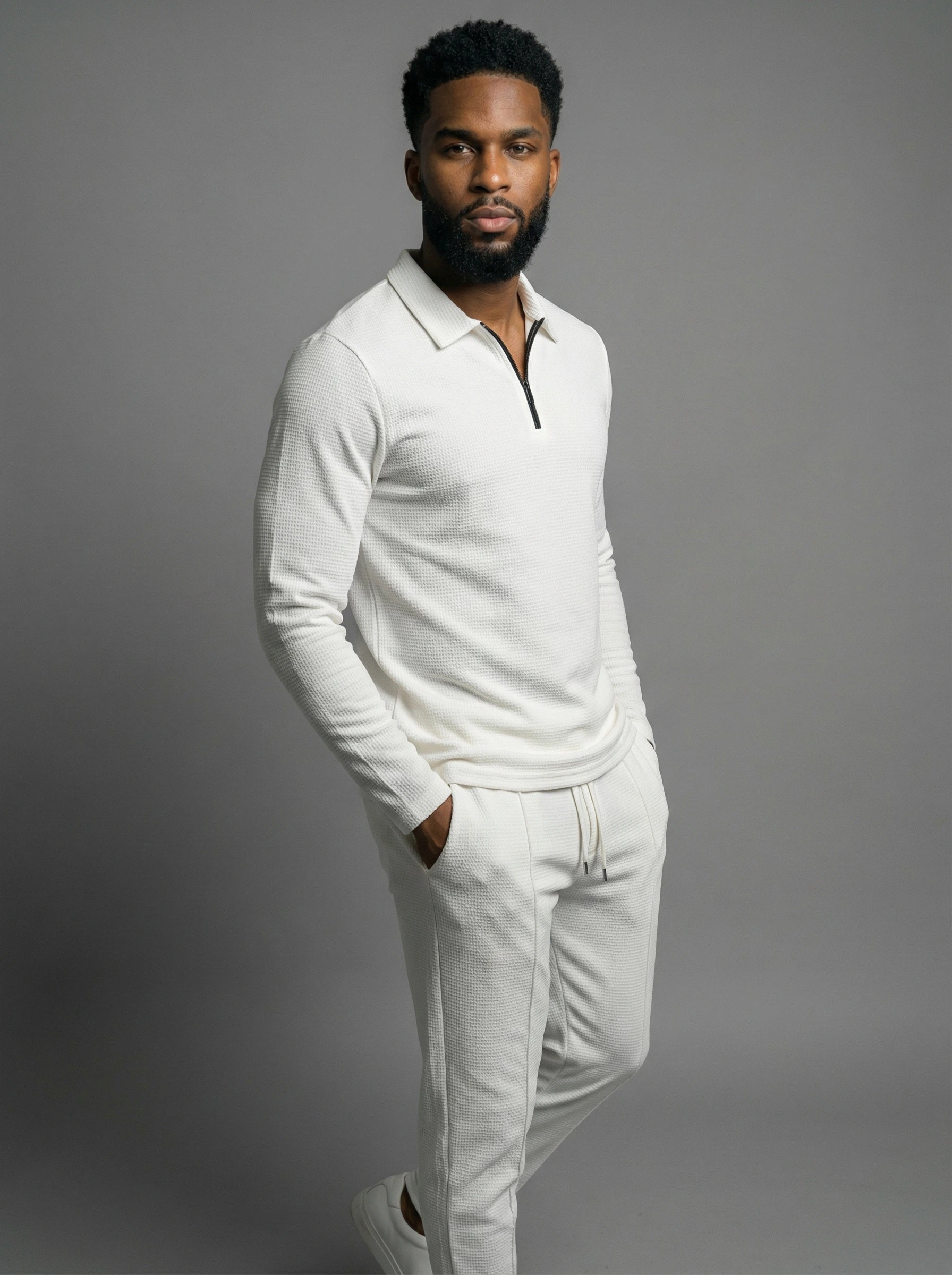 Textured Comfort Polo Set