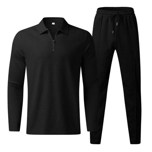 Textured Comfort Polo Set