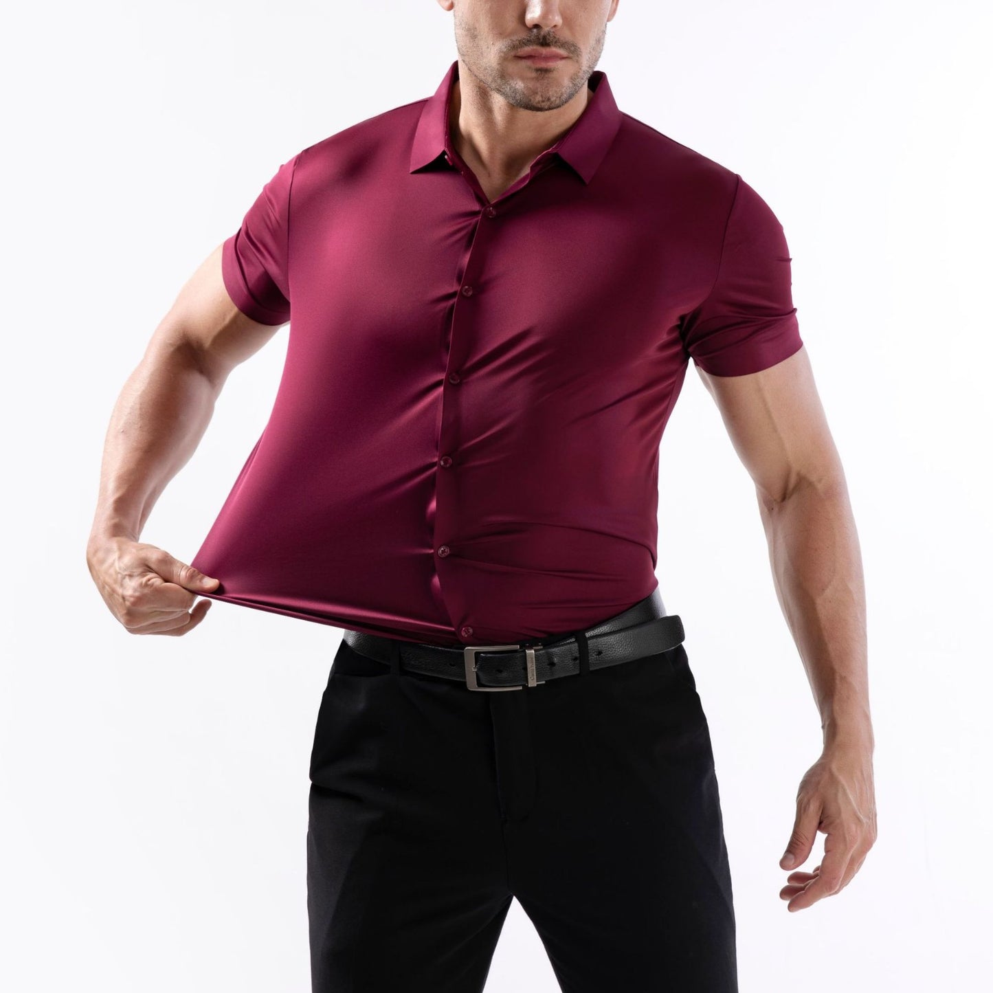 Short Sleeve Muscle Dress Shirt - Stretch Fit