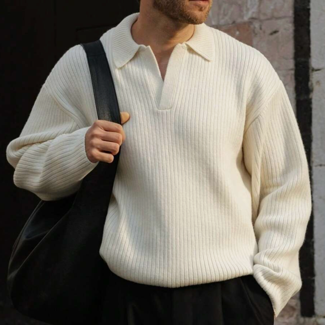 Men's Knitted Collared Sweater