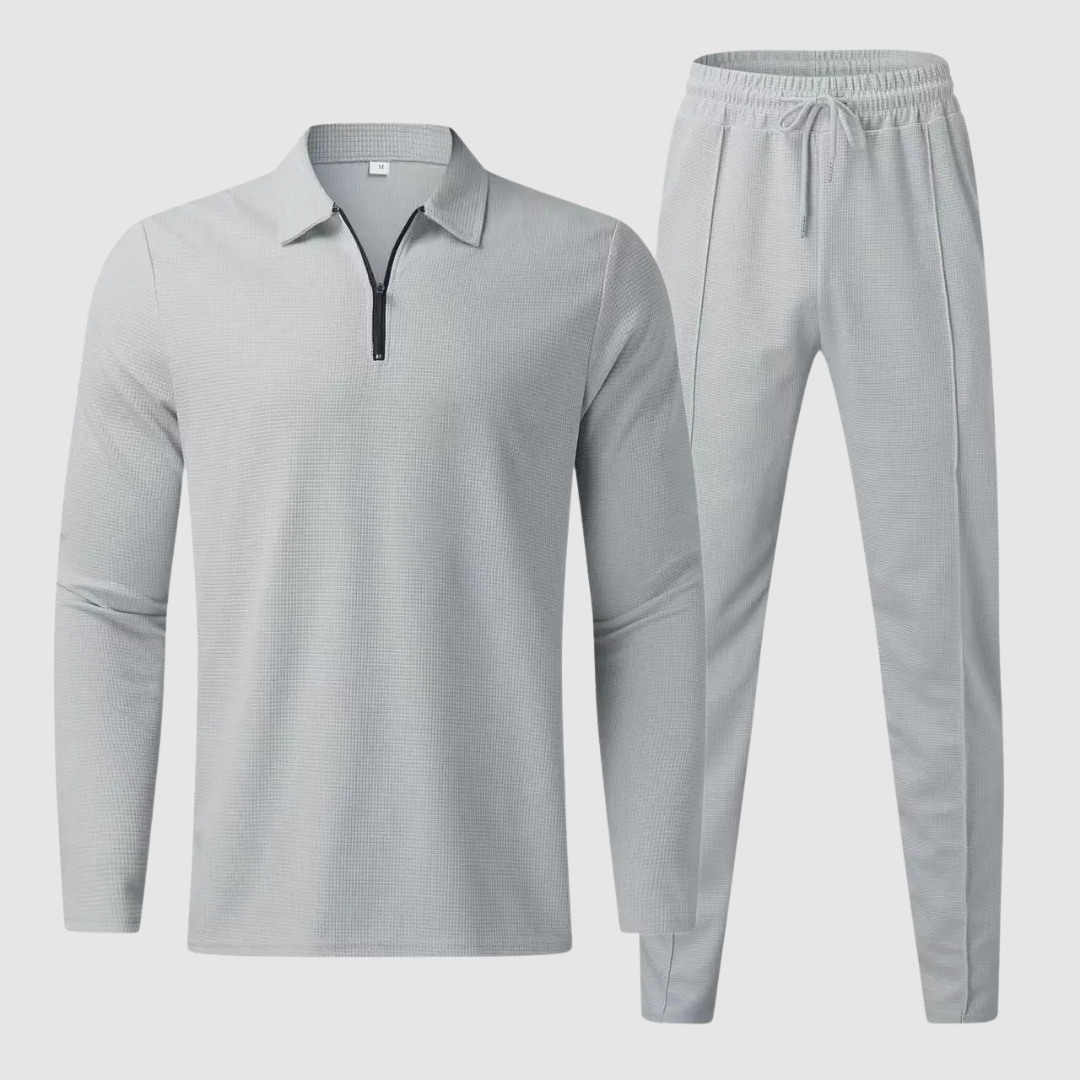 Textured Comfort Polo Set