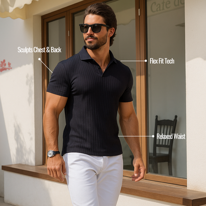 Ribbed Polo Muscle Shirt