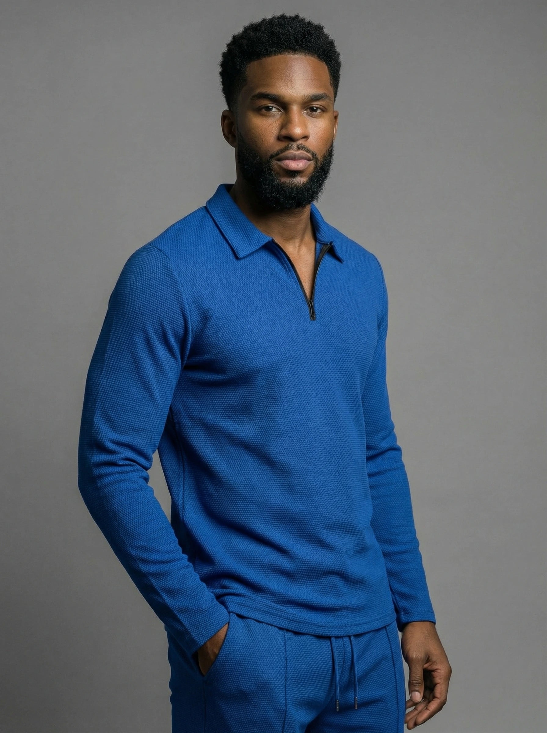 Textured Comfort Polo Set