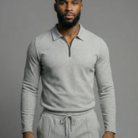 Textured Comfort Polo Set