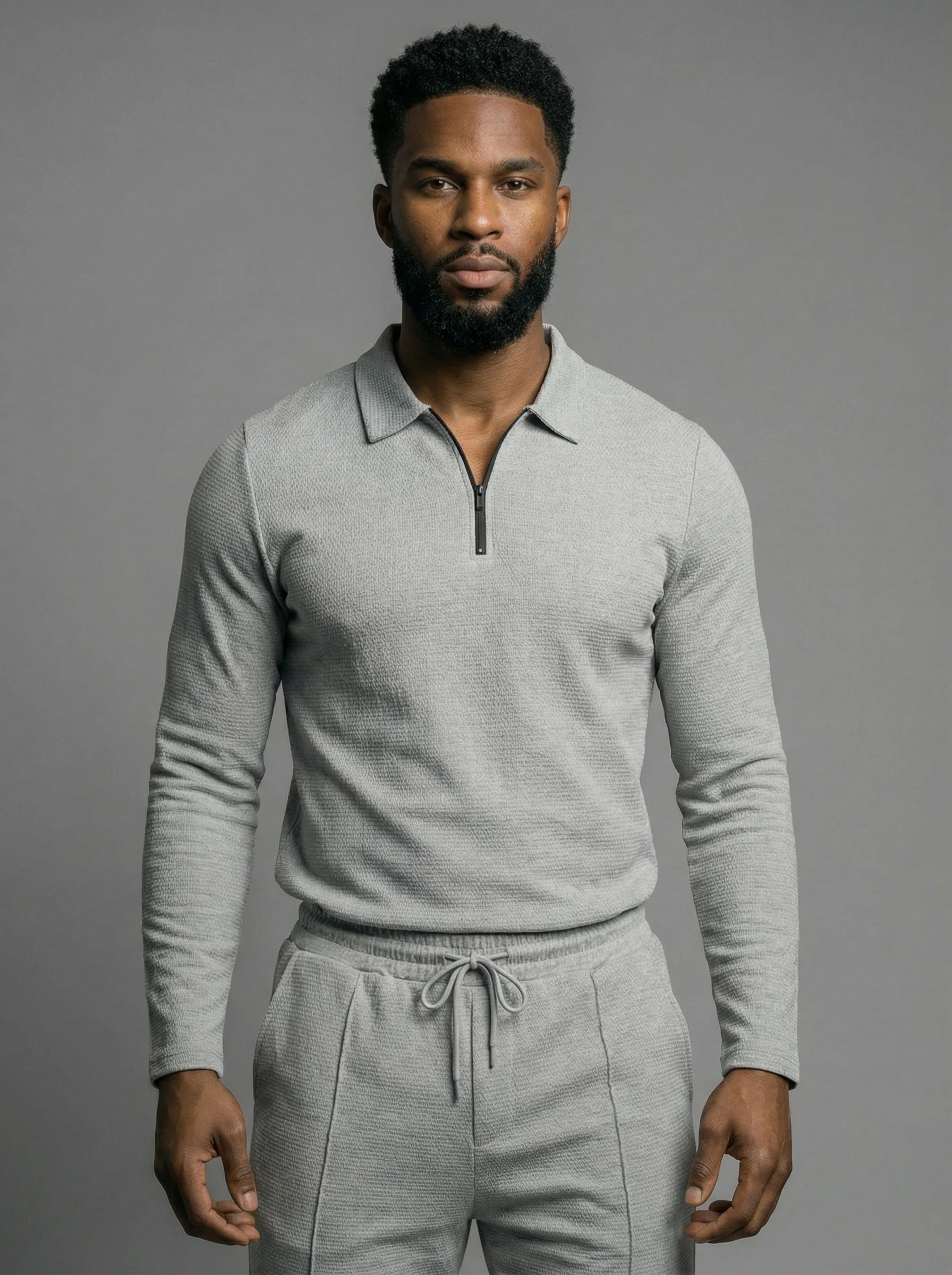 Textured Comfort Polo Set