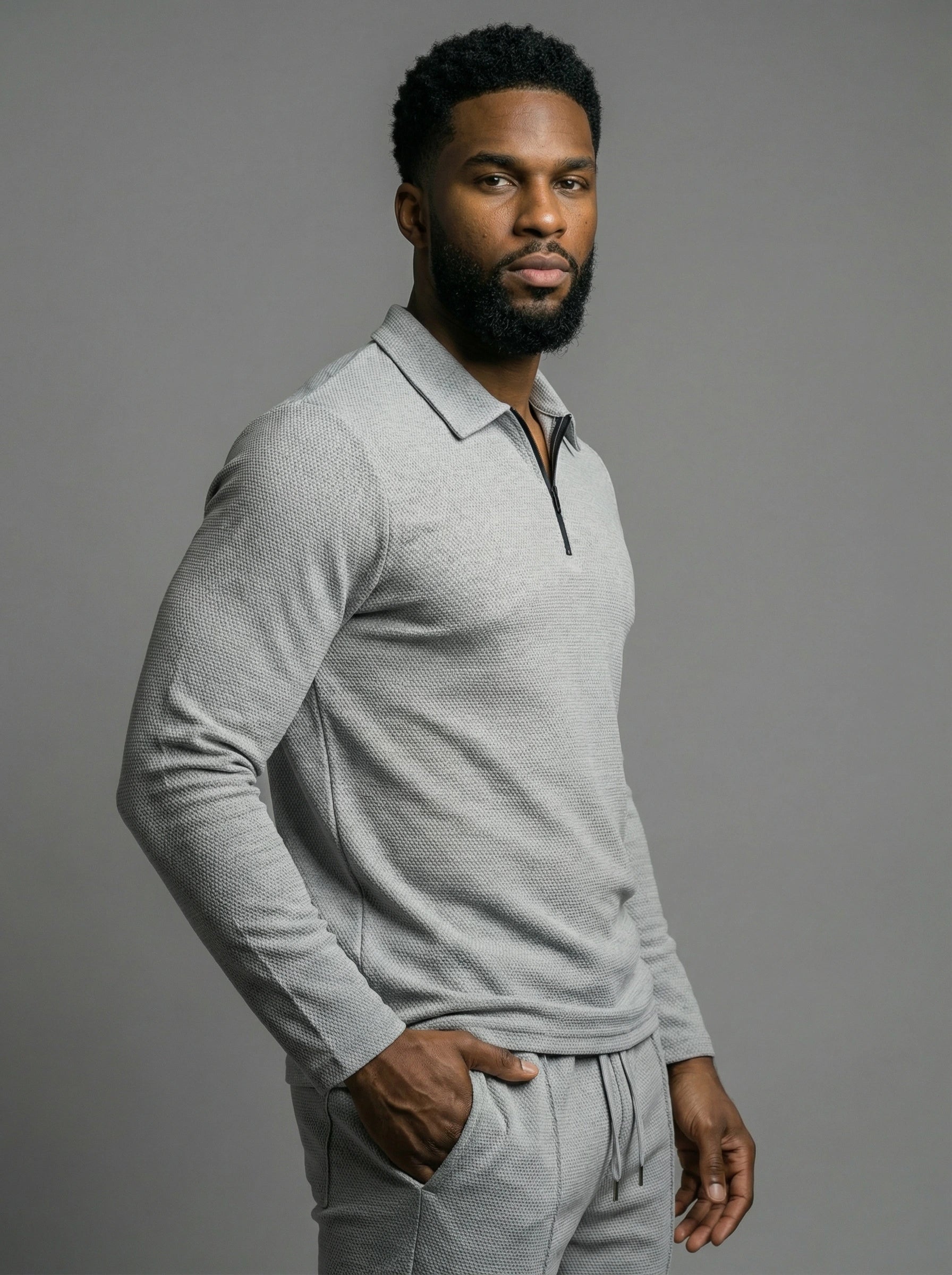 Textured Comfort Polo Set