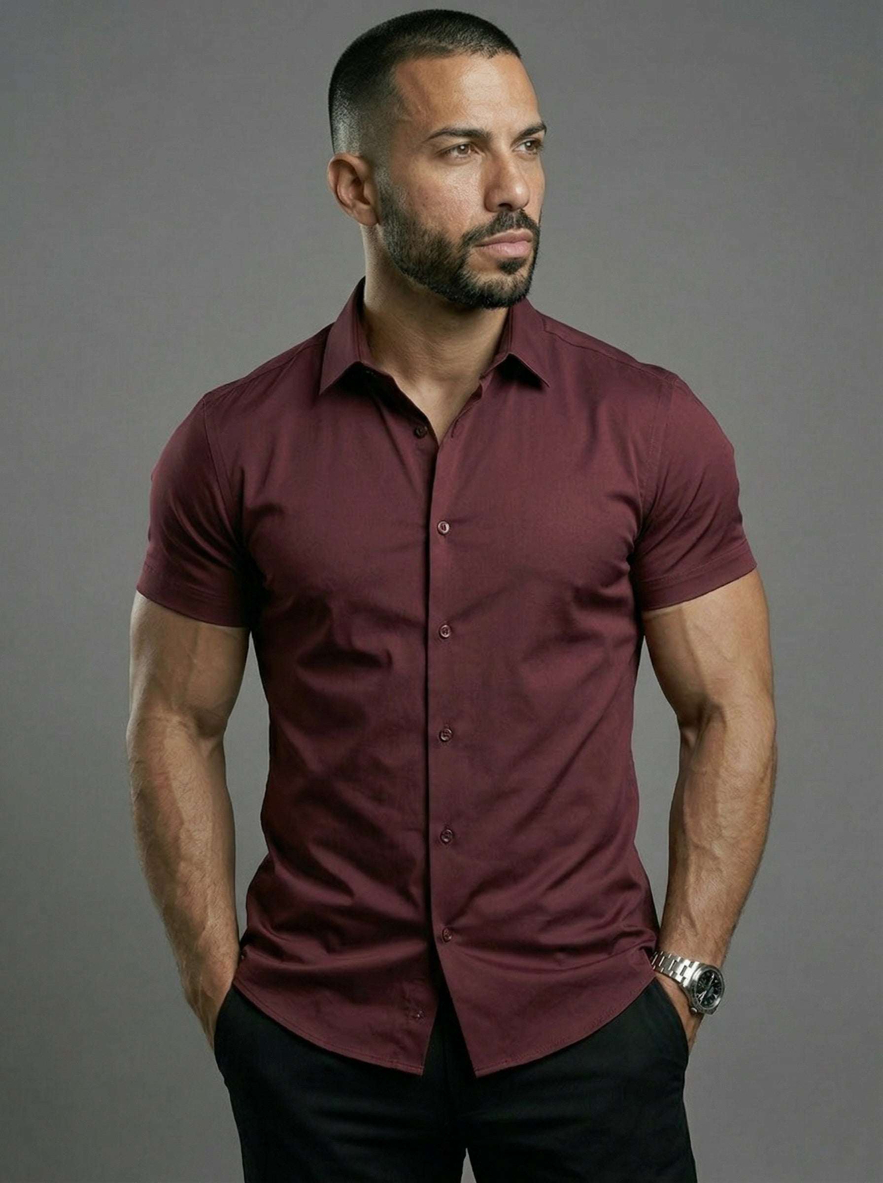 Short Sleeve Muscle Dress Shirt | Men's Stretch Fit Shirt Trueform Short Sleeve Muscle Dress Shirt | Men's Stretch Fit Shirt Trueform