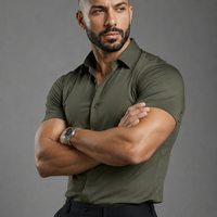 Short Sleeve Muscle Dress Shirt - Stretch Fit