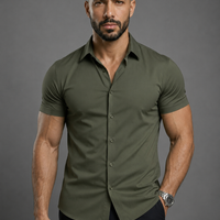 Short Sleeve Muscle Dress Shirt - Stretch Fit