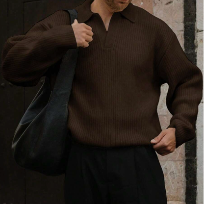 Men's Knitted Collared Sweater