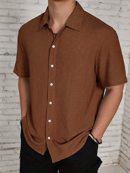 Men's Textured Button-Up Shirt