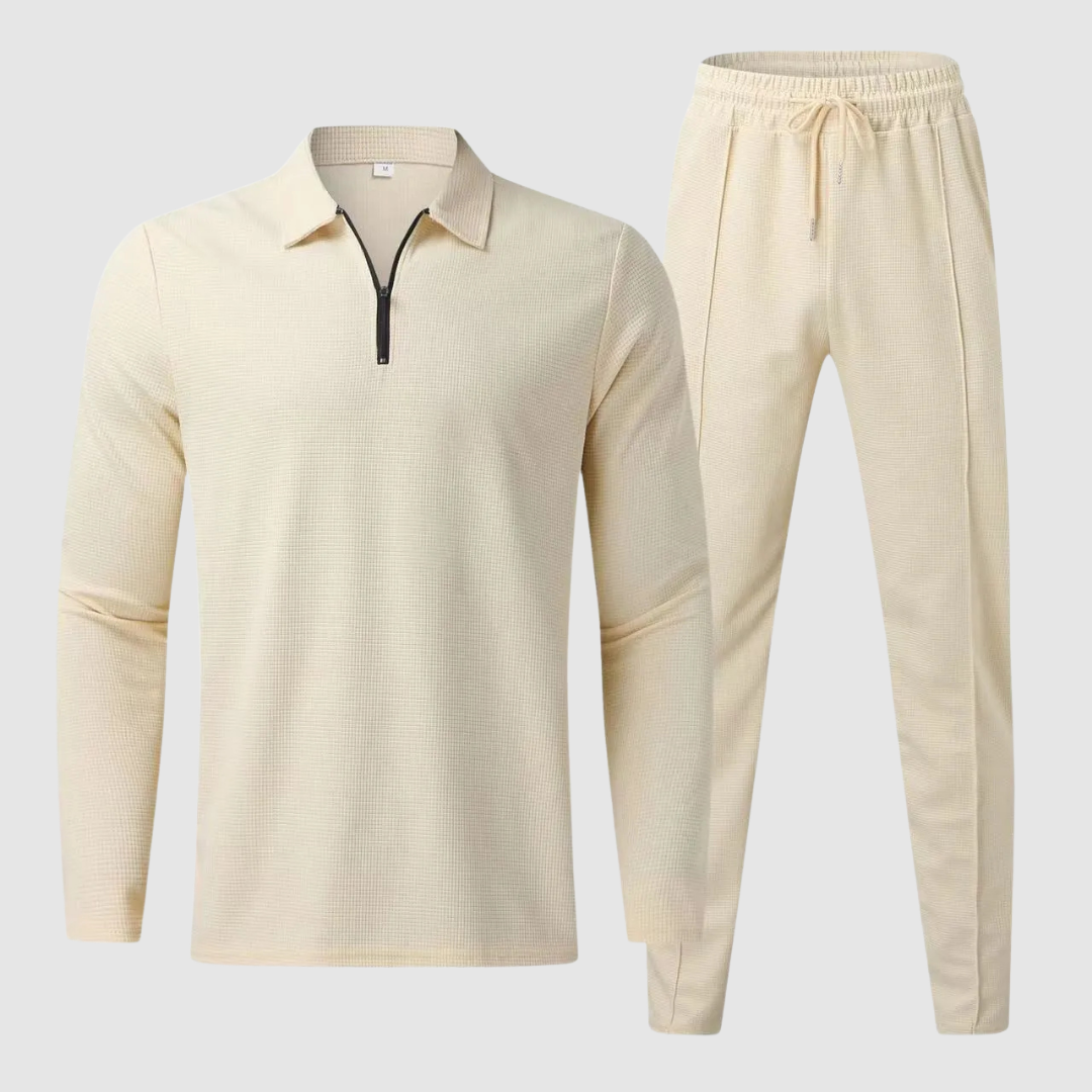 Textured Comfort Polo Set