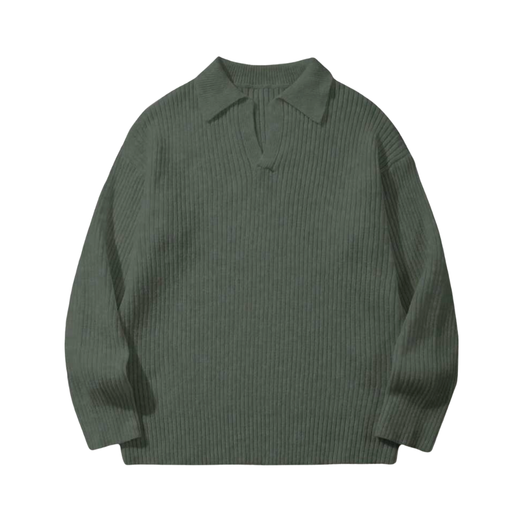 Men's Knitted Collared Sweater
