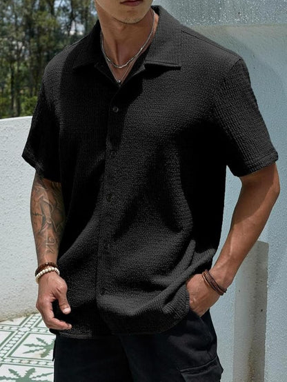 Men's Textured Button-Up Shirt