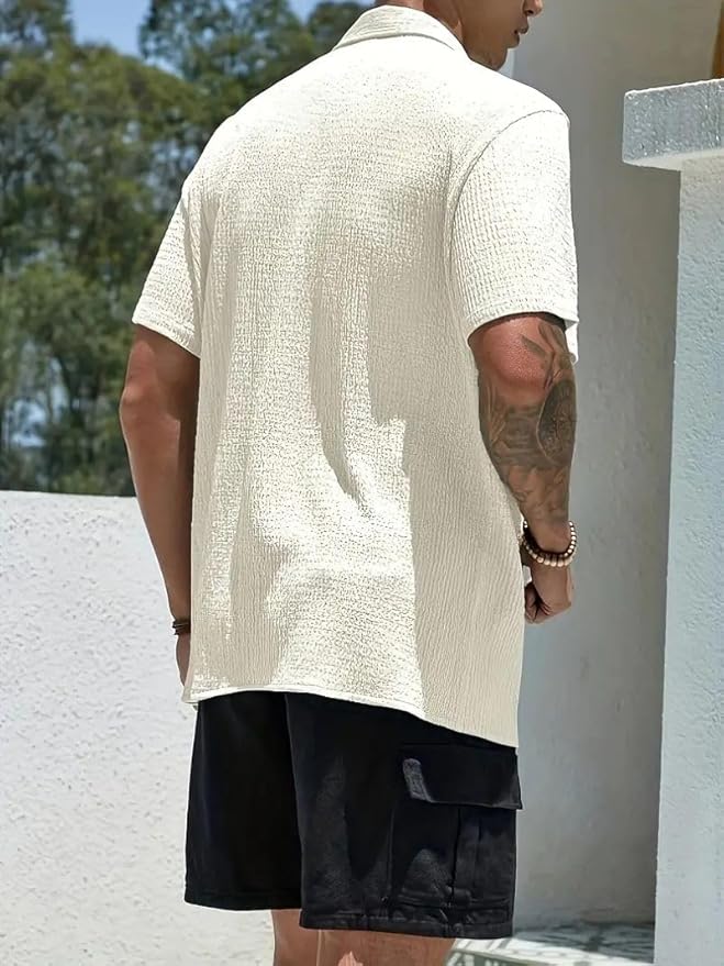 Men's Textured Button-Up Shirt