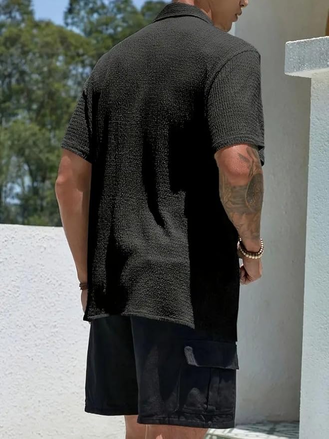 Men's Textured Button-Up Shirt