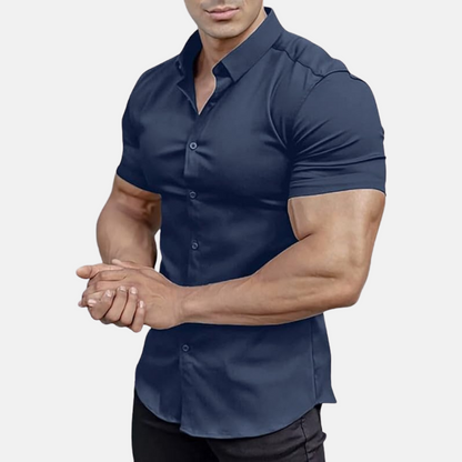 Short Sleeve Muscle Dress Shirt - Stretch Fit