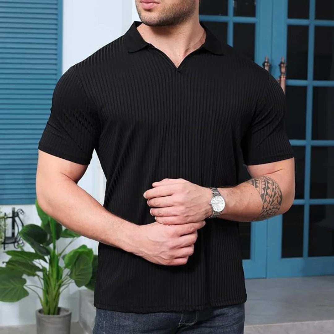 Ribbed Polo Muscle Shirt