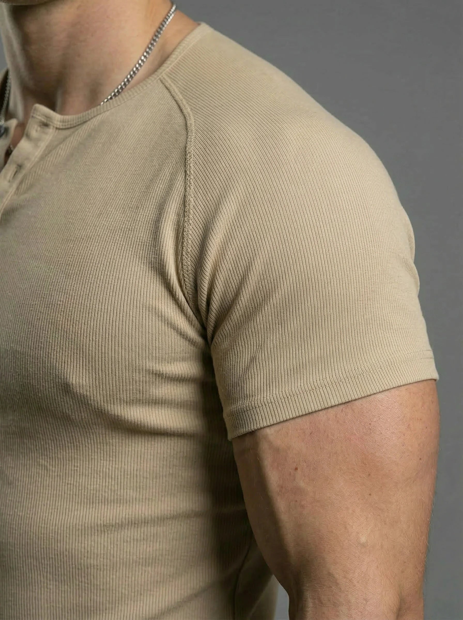 Henley Collar Muscle Cotton Shirt