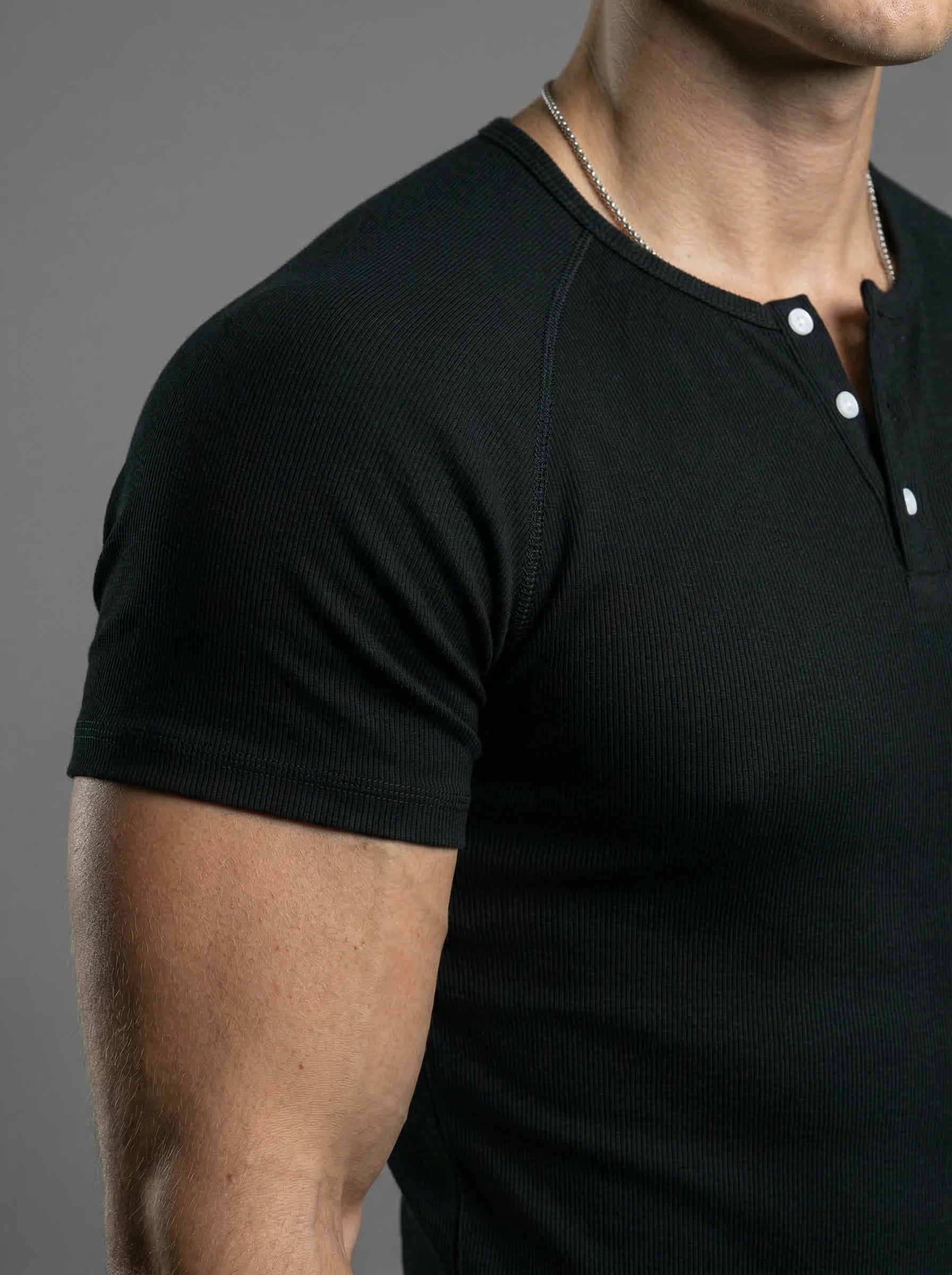 Henley Collar Muscle Cotton Shirt