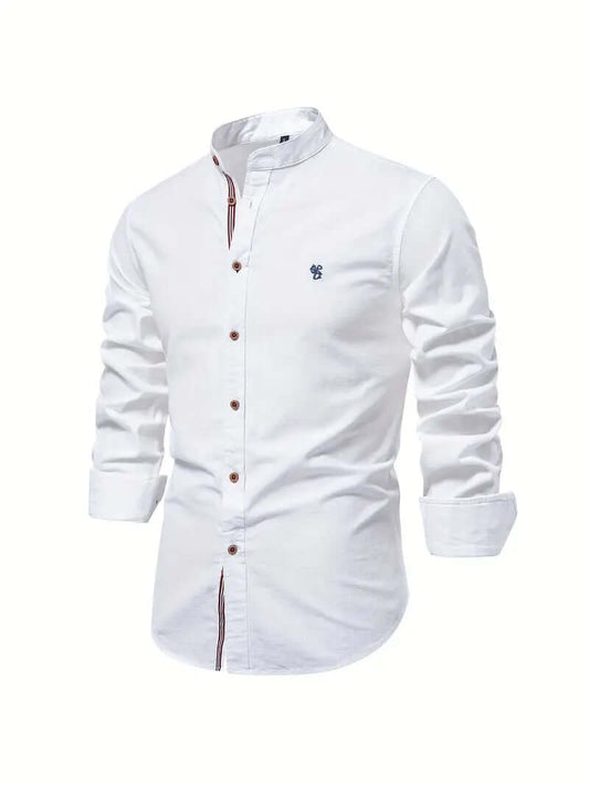 Collarless Muscle Fit Button Up