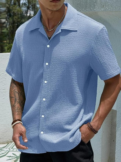 Men's Textured Button-Up Shirt