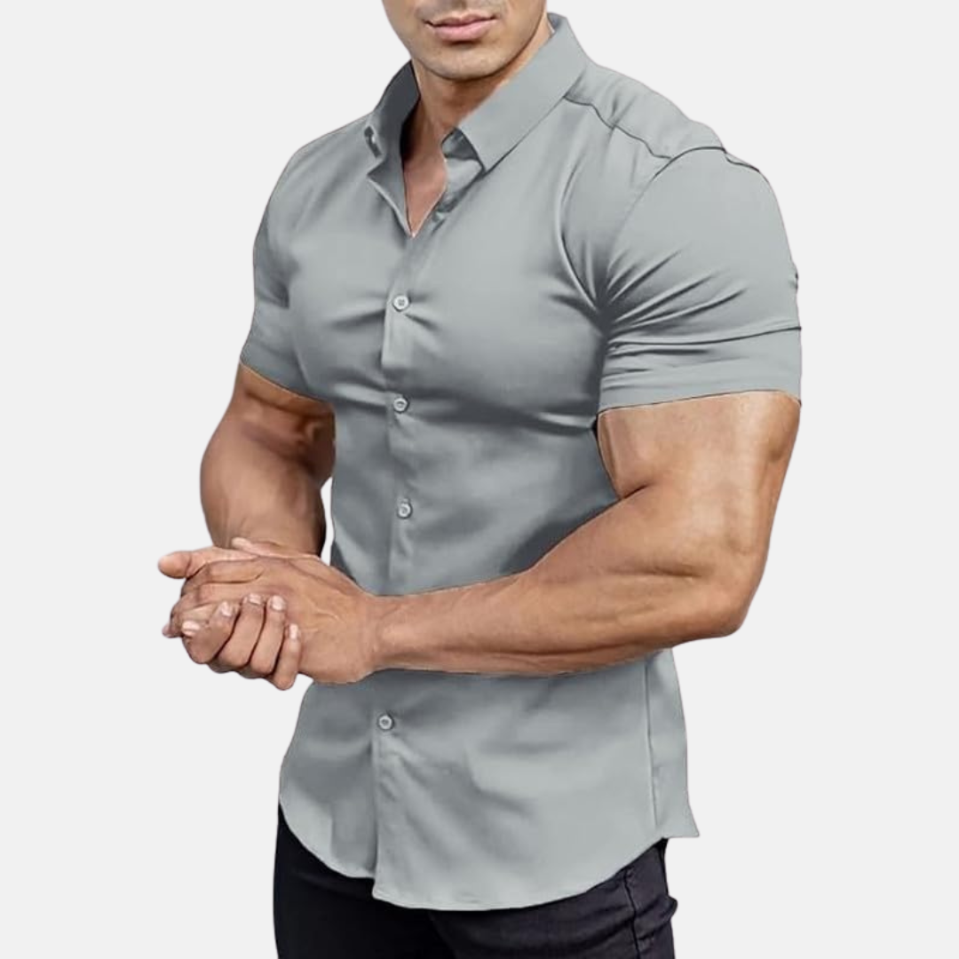 Short Sleeve Muscle Dress Shirt - Stretch Fit