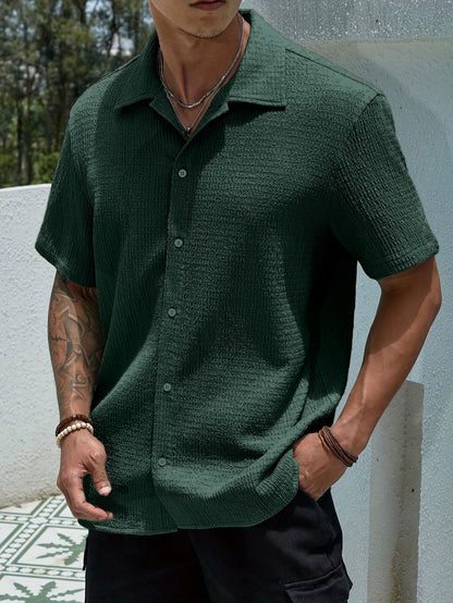Men's Textured Button-Up Shirt