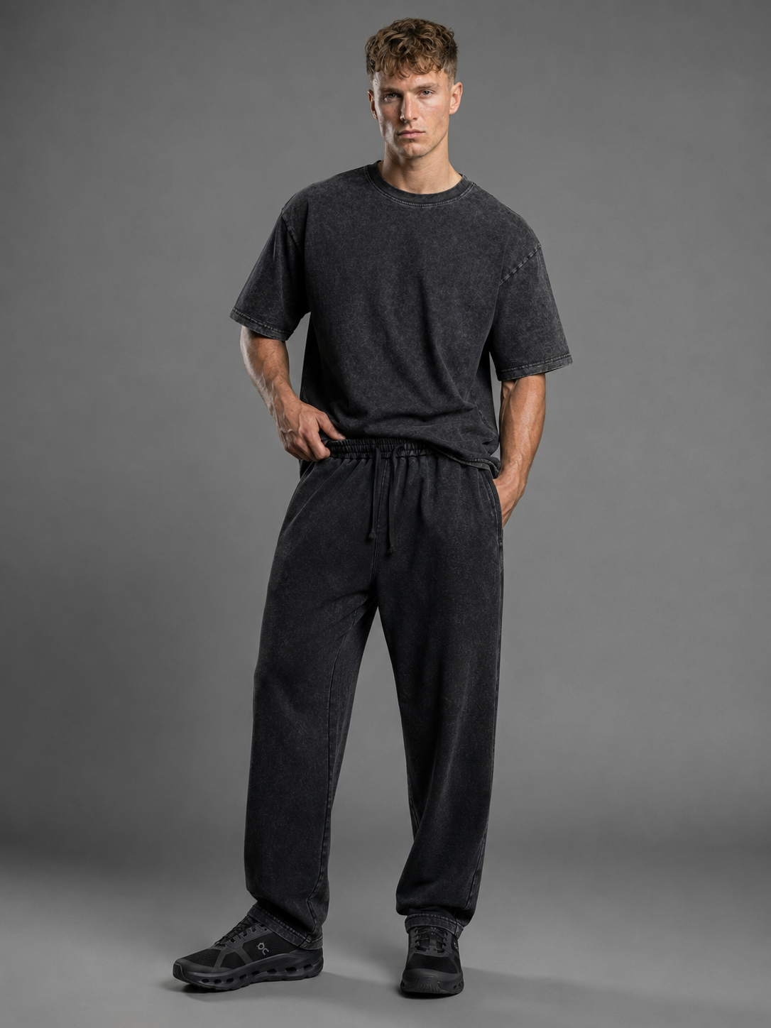 Washed Wide Leg Cotton Sweatpants