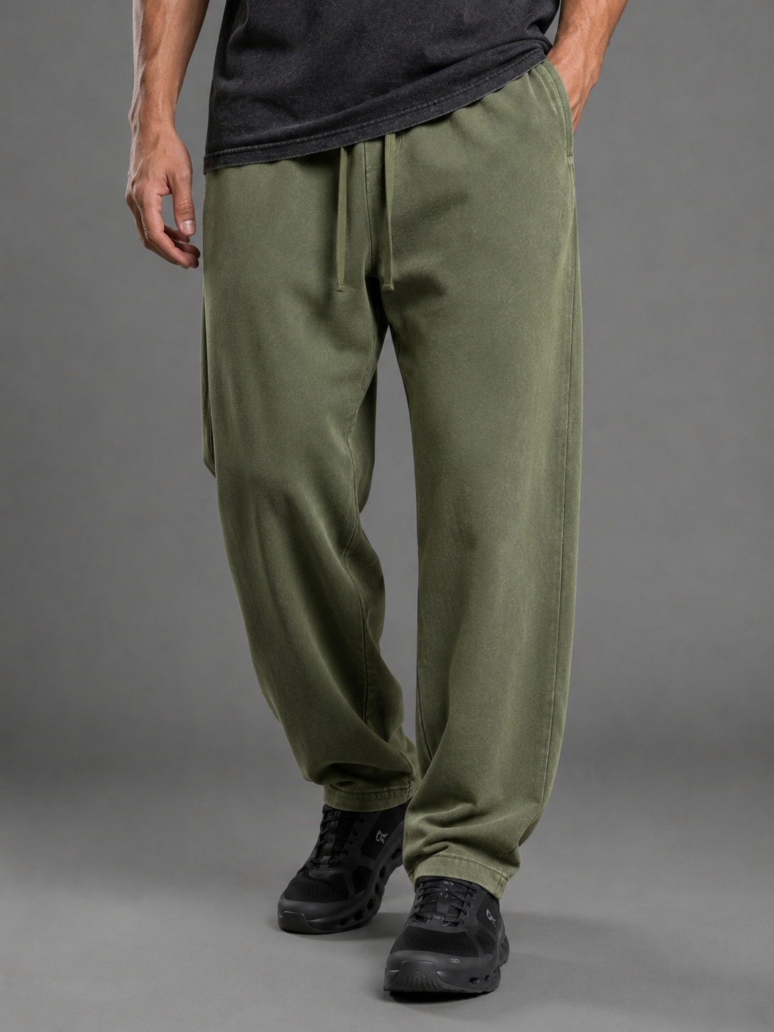 Washed Wide Leg Cotton Sweatpants