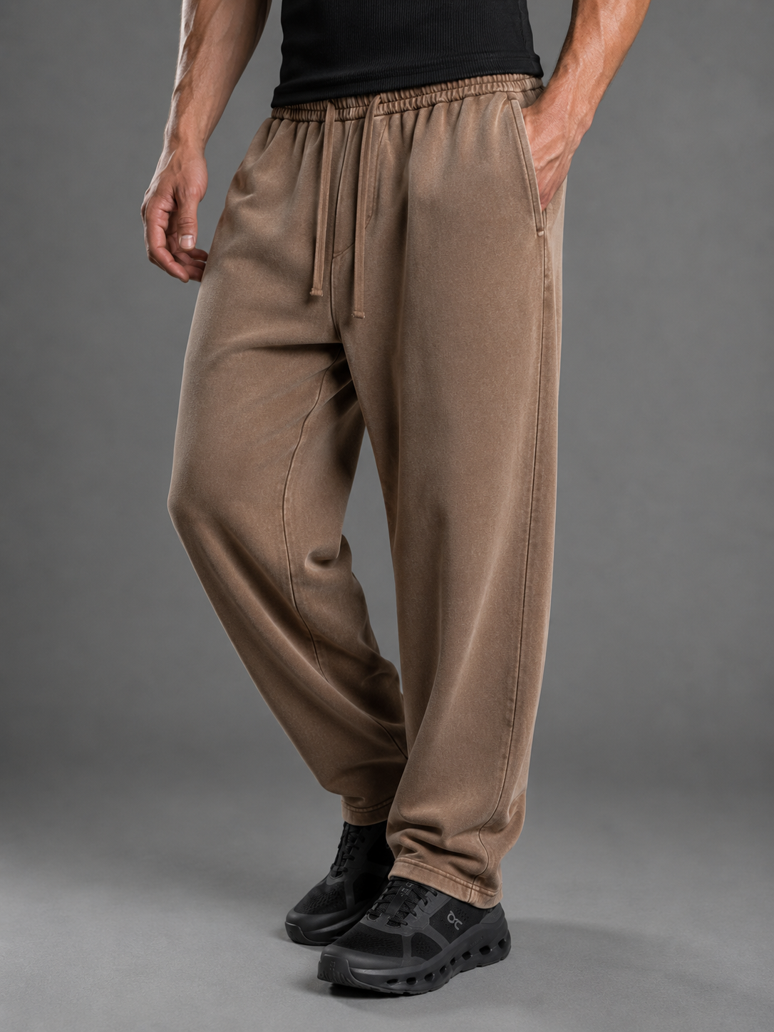 Washed Wide Leg Cotton Sweatpants