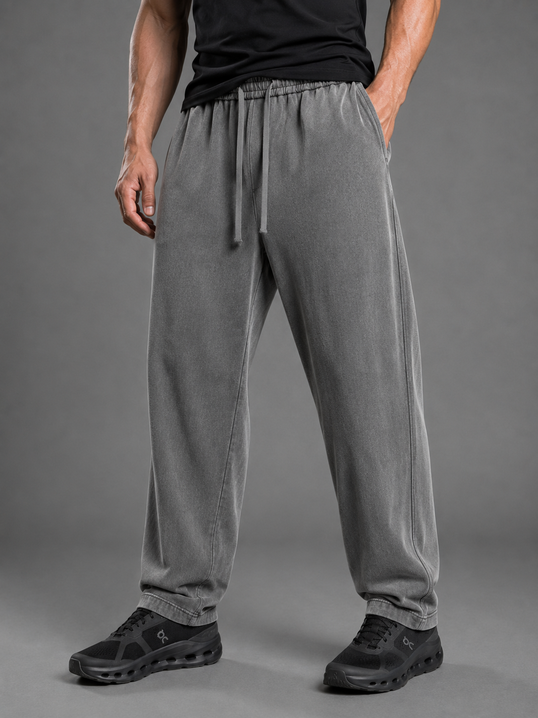 Washed Wide Leg Cotton Sweatpants