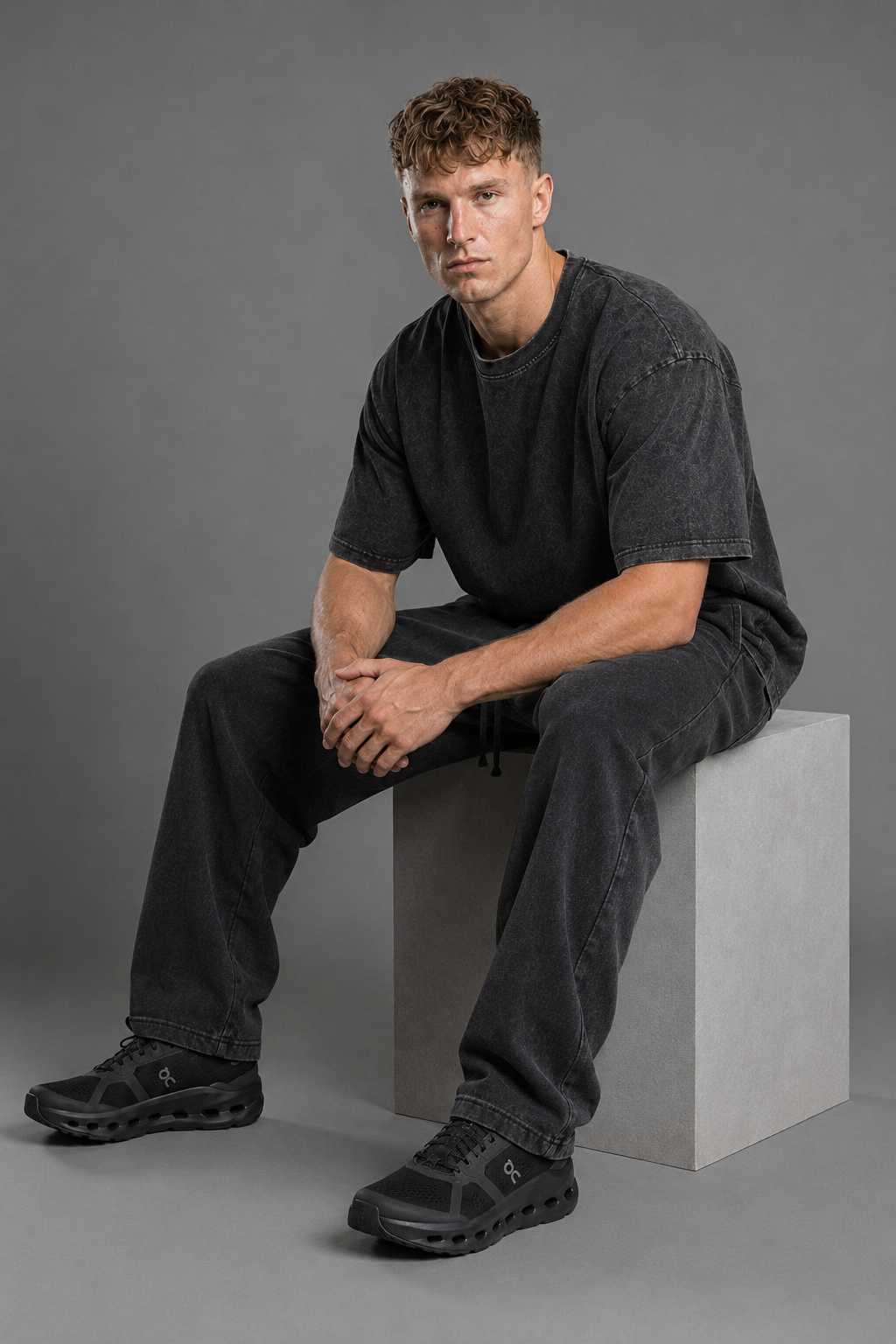 Washed Wide Leg Cotton Sweatpants